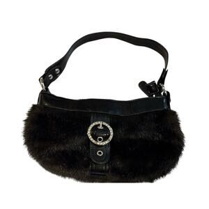 Small purse‎ clutch Handbag Faux Mink Fur With Bling Holiday Party 60’s clubbing